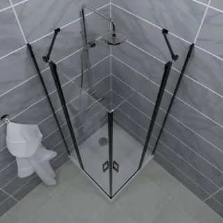 Душевой уголок Triton Тау Щ0000054038 90x90 см профиль чёрный стекло прозрачное